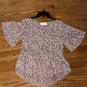 Flowy Leopard Print Blouse Pink